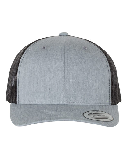YP Classics Retro Trucker Cap 6606 #color_Heather Grey/ Black