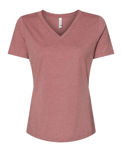 BELLA + CANVAS Women's Relaxed Heather CVC V-Neck Tee 6405CVC #color_Heather Mauve