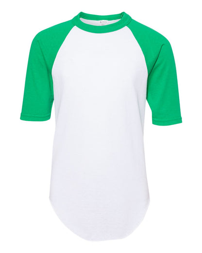 Augusta Sportswear Youth Three-Quarter Sleeve Baseball Jersey 4421 #color_White/ Kelly