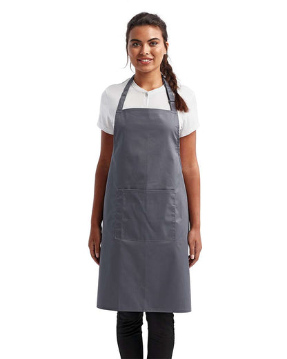 Artisan Collection by Reprime Recycled Pocket Bib Apron RP154 #colormdl_Steel