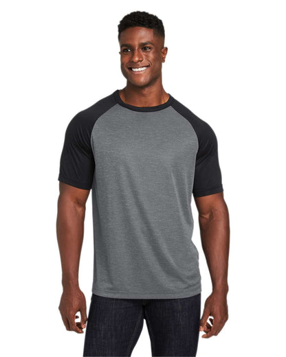 Team 365 Unisex Zone Colorblock Raglan T-Shirt TT62 #colormdl_Dark Grey Heather/ Black
