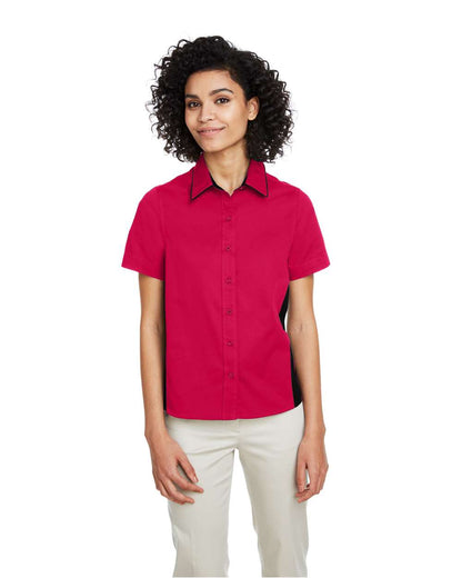 Harriton Women's Flash IL Colorblock Shirt M586W #colormdl_Red/ Black