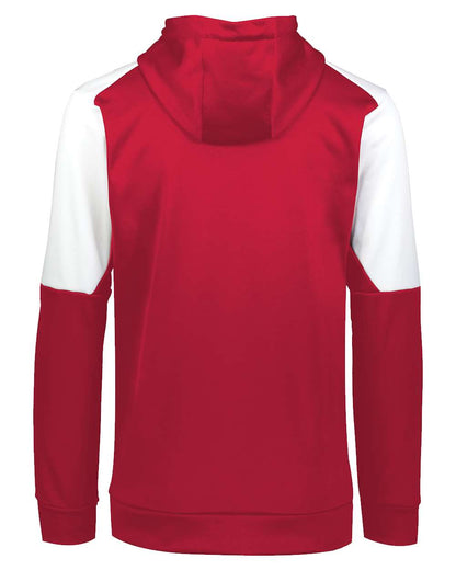 Holloway Youth Blue Chip Hooded Sweatshirt 222640 #color_Scarlet/ White