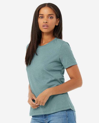 BELLA + CANVAS Women’s Relaxed Fit Heather CVC Tee 6400CVC #colormdl_Heather Blue Lagoon
