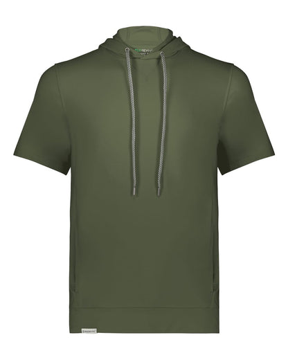 Holloway Youth Eco Revive™ Ventura Soft Knit Short Sleeve Hooded Sweatshirt 222605 #color_Olive
