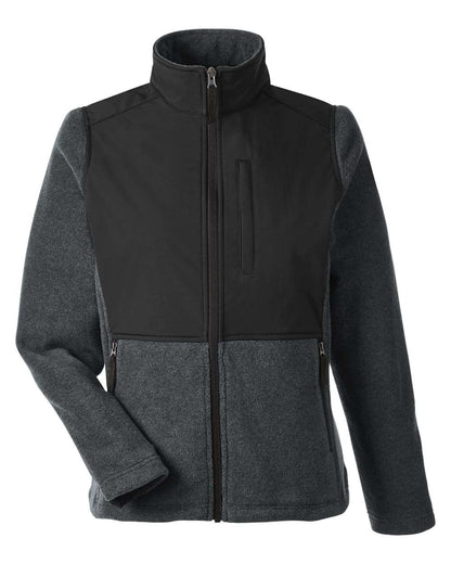 CORE365 Women's Journey Summit Hybrid Full-Zip CE890W #color_Heather Charcoal/ Black