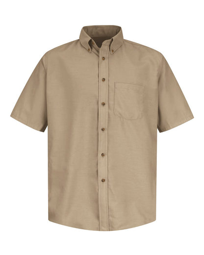 Red Kap Men's Poplin Short Sleeve Dress Shirt SP80 #color_Khaki