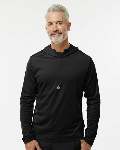 Adidas Men's Lightweight Quarter-Zip Hooded Pullover A596 #colormdl_Black