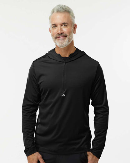 Adidas Lightweight Performance Quarter-Zip Hooded Pullover A596 #colormdl_Black