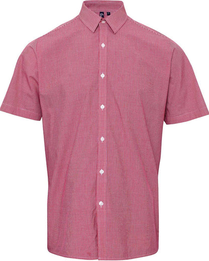 Artisan Collection by Reprime Men's Microcheck Gingham Cotton Shirt RP221 #color_Red/ White