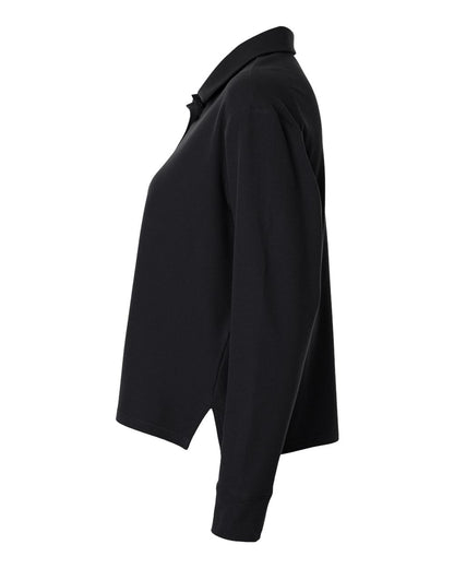 Adidas Women's Beyond Long Sleeve Loose Polo A1008 #color_Black