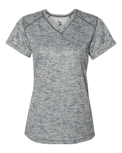 Badger Women's Tonal Blend V-Neck T-Shirt 4175 #color_Graphite Tonal Blend