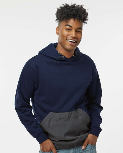 MV Sport Unisex Mixed Media Hooded Sweatshirt 23112 #colormdl_Navy/ Charcoal