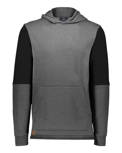 Holloway Youth All-American Team Fleece Colorblocked Hooded Sweatshirt 222681 #color_Carbon Heather/ Black
