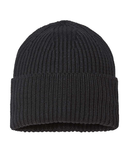 Atlantis Headwear Sustainable Chunky Rib Cuffed Beanie OAK #color_Black