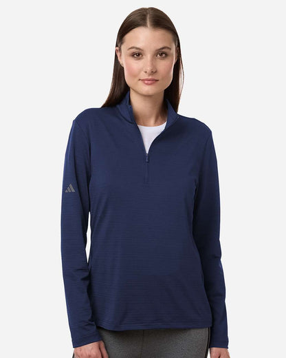 Adidas Women's Textured Stripe Quarter-Zip Pullover A709 #colormdl_Dark Blue