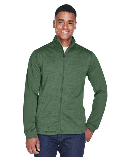 Devon & Jones Men's Newbury Colorblock Mélange Fleece Full-Zip jacket DG796 #colormdl_Forest/ Forest Heather