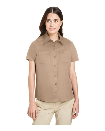 Harriton Women's Advantage IL Short Sleeve Dress Shirt M585W #colormdl_Khaki