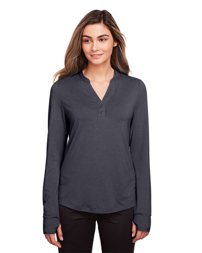 North End Women's JAQ Stretch Performance V-Neck Snap Pullover NE400W #colormdl_Carbon