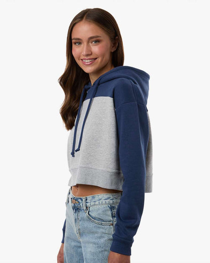 Boxercraft Women's Cropped Fleece Hooded Sweatshirt BW5404 #colormdl_Navy/ Oxford Heather