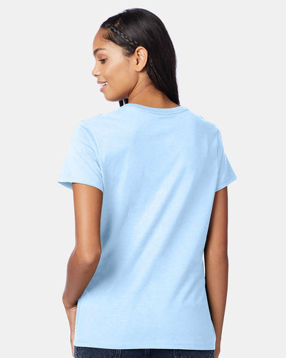 Hanes Women's Perfect-T V-Neck T-Shirt S04V #colormdl_Light Blue