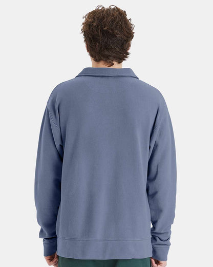ComfortWash by Hanes Unisex Garment-Dyed Polo Collar Sweatshirt GDH490 #colormdl_Saltwater