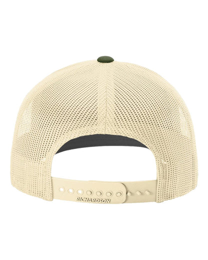 Richardson Snapback Trucker Cap 112 #color_Heather Grey/ Birch/ Army Olive