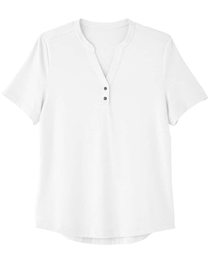 North End Women's JAQ Snap-Up Stretch Performance Polo NE100W #color_White