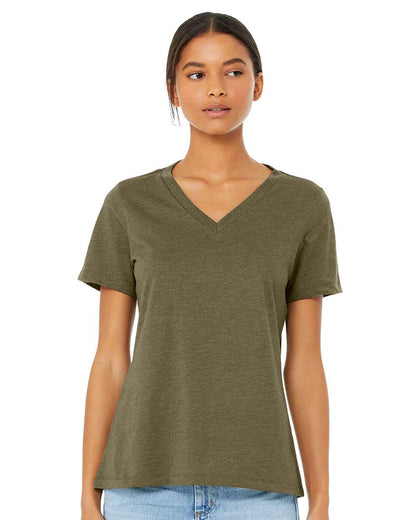 BELLA + CANVAS Women's Relaxed Heather CVC V-Neck Tee 6405CVC #colormdl_Heather Olive