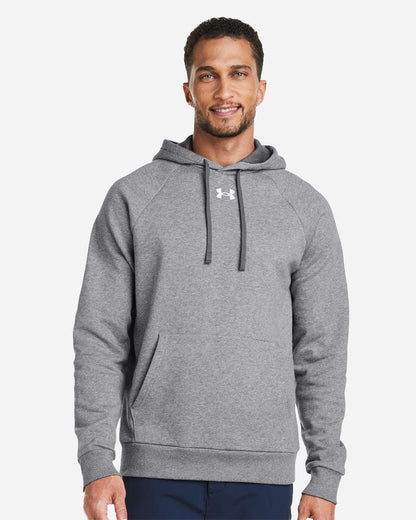 Under Armour Men's Rival Fleece Hooded Sweatshirt 1379757 #colormdl_CS Grey Light Heather/ White