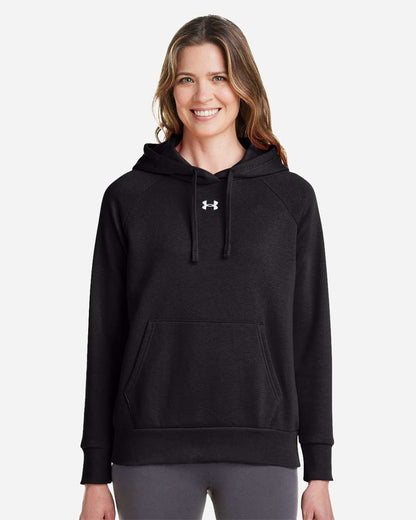Under Armour Women's Rival Fleece Hooded Sweatshirt 1379500 #colormdl_Black/ White