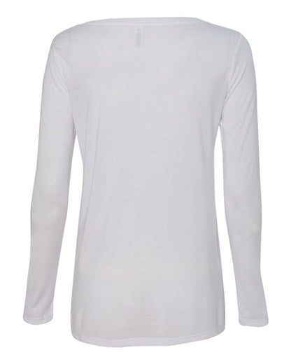 BELLA + CANVAS Women's Flowy Long Sleeve V-Neck Tee 8855 #color_White