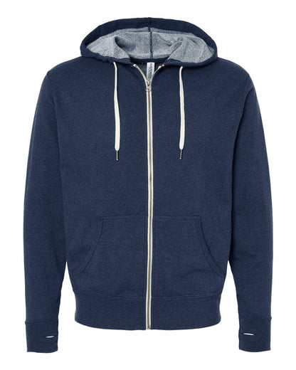 Independent Trading Co. Heathered French Terry Full-Zip Hooded Sweatshirt PRM90HTZ #color_Navy Heather