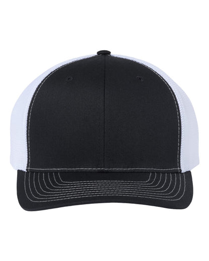 Richardson 112+ R-Flex Adjustable Trucker Cap 112PL #color_Black/ White