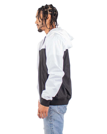 Shaka Wear Unisex Windbreaker Jacket SHWBJ #colormdl_White/ Black