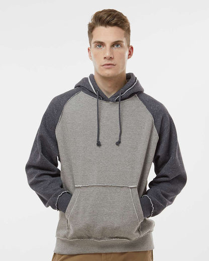 J. America Men's Vintage Heather Hooded Sweatshirt 8885 #colormdl_Smoke Heather/ Charcoal Heather