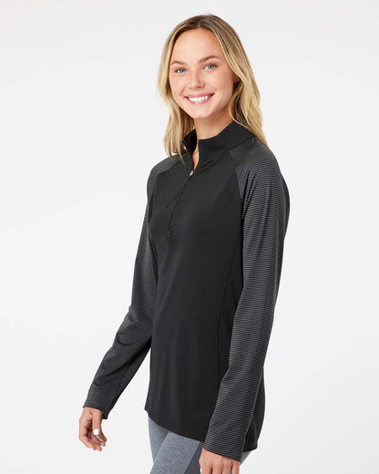 Adidas Women's Stripe Block Quarter-Zip Pullover A521 #colormdl_Black