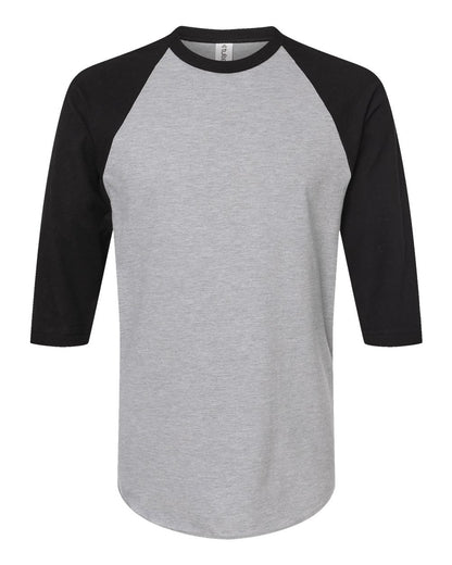 Tultex Fine Jersey Raglan T-Shirt 245 #color_Heather Grey/ Black