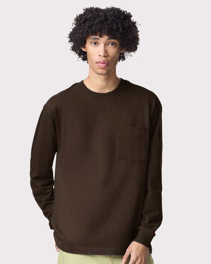 American Apparel Unisex Super Heavyweight Long Sleeve Pocket Tee 9410 #colormdl_Brown