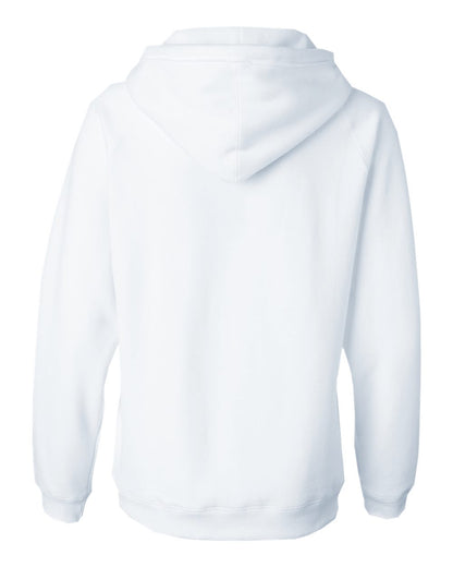 J. America Women's Sueded V-Neck Hooded Sweatshirt 8836 #color_White