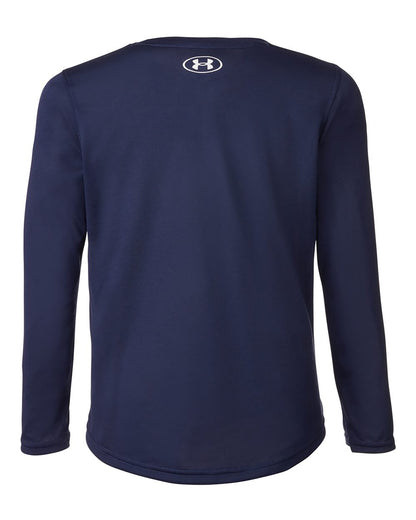 Under Armour Youth Tech™ Team Long Sleeve T-Shirt 1377488 #color_Midnight Navy/ White