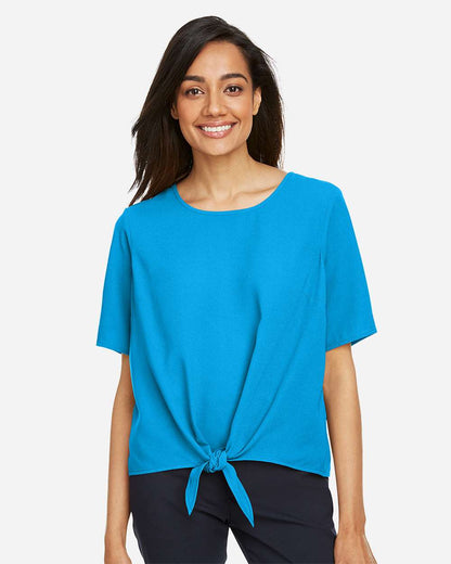 Devon & Jones Women's Perfect Fit™ Tie Front Blouse DP617W #colormdl_Ocean Blue