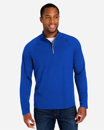 CORE365 Men's Origin Performance Pique Quarter-Zip Pullover CE418 #colormdl_True Royal/ Carbon