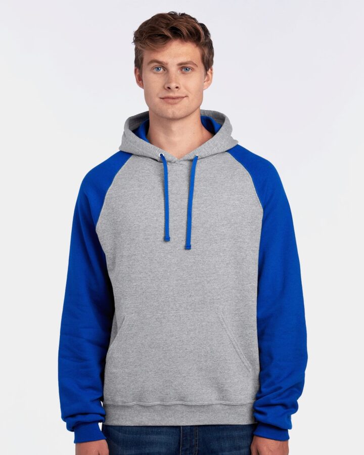 JERZEES Nublend Colorblocked Raglan Hooded Sweatshirt 96CR