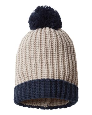 Richardson Chunky Cable with Cuff & Pom Beanie 143R
